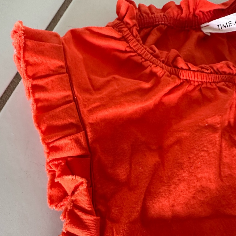 Vibrant Orange Ruffle Sleeve Top - Size Small
